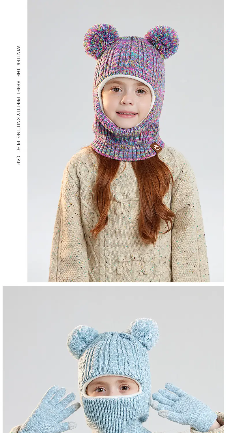 Winter Warm Knitted Woolen Hat for Boys and Girls, Kidsren's Hat, Neck Scarf, Fleece-Lined and Thickeneded Ear Protection Pullover Hat — feature 13