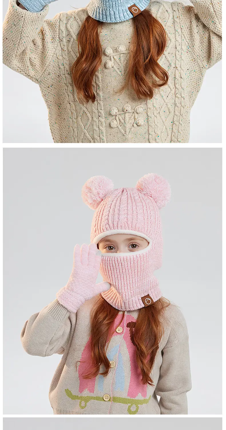 Winter Warm Knitted Woolen Hat for Boys and Girls, Kidsren's Hat, Neck Scarf, Fleece-Lined and Thickeneded Ear Protection Pullover Hat — feature 14