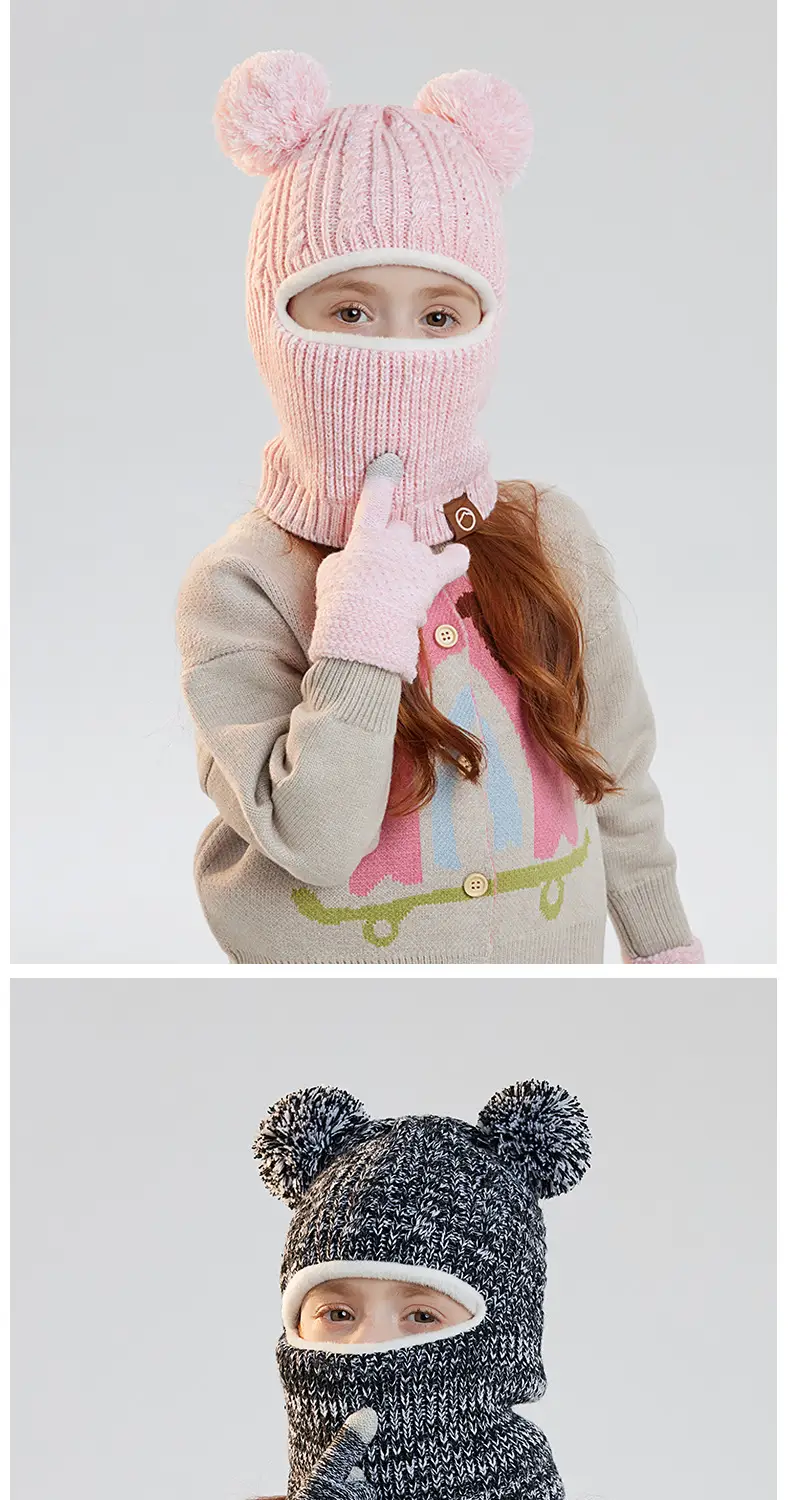 Winter Warm Knitted Woolen Hat for Boys and Girls, Kidsren's Hat, Neck Scarf, Fleece-Lined and Thickeneded Ear Protection Pullover Hat — feature 15
