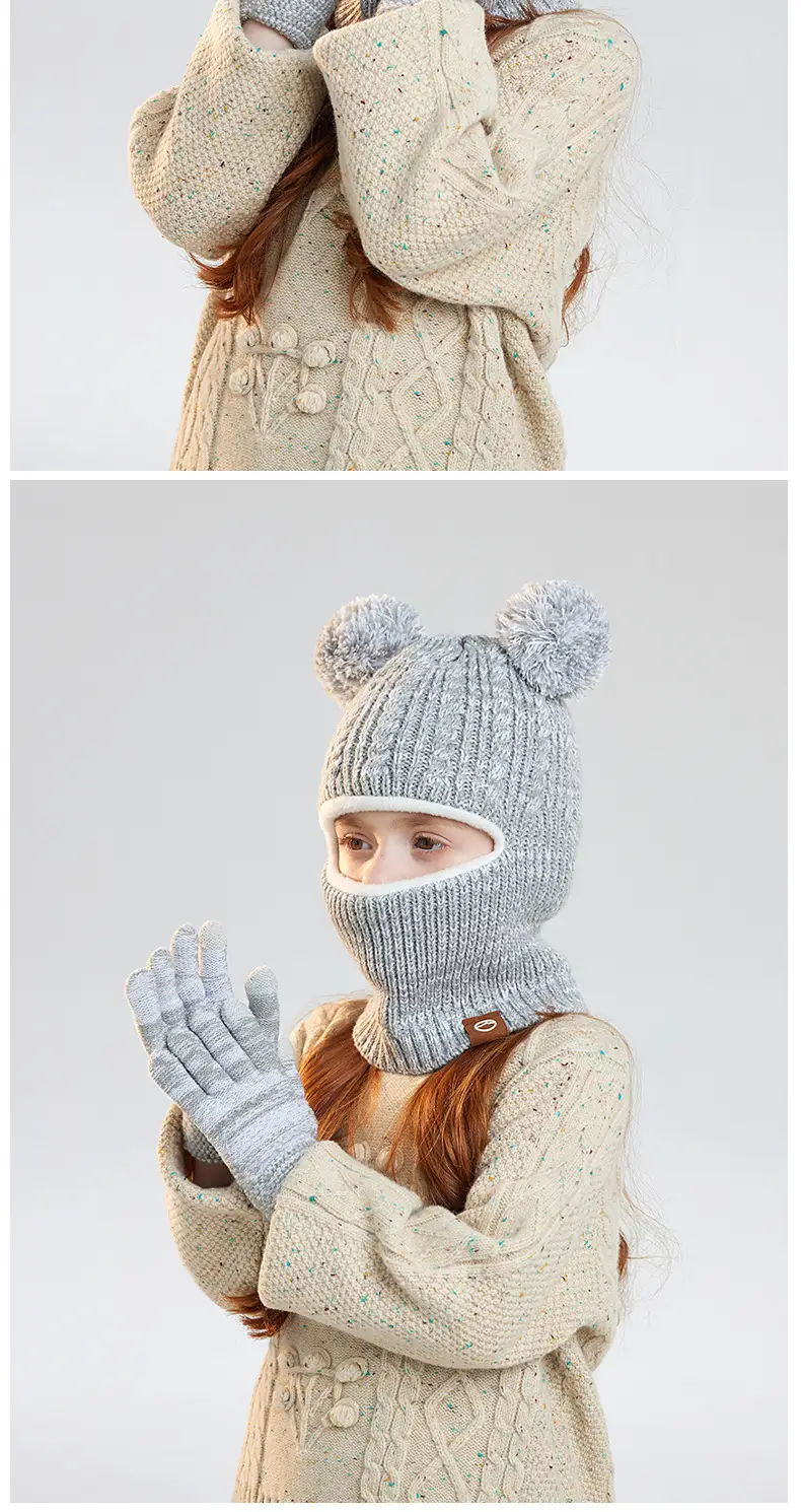 Winter Warm Knitted Woolen Hat for Boys and Girls, Kidsren's Hat, Neck Scarf, Fleece-Lined and Thickeneded Ear Protection Pullover Hat — feature 18