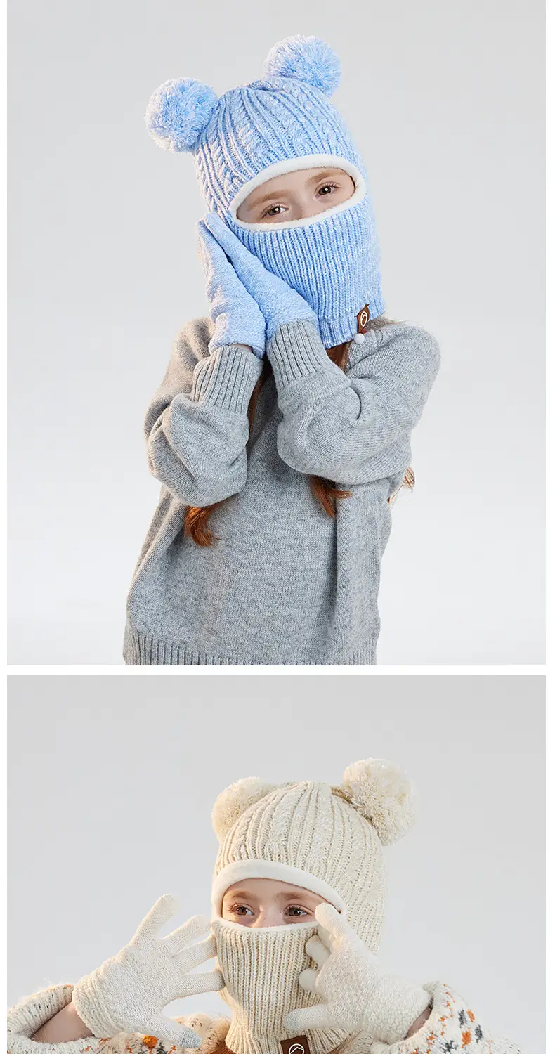 Winter Warm Knitted Woolen Hat for Boys and Girls, Kidsren's Hat, Neck Scarf, Fleece-Lined and Thickeneded Ear Protection Pullover Hat — feature 9