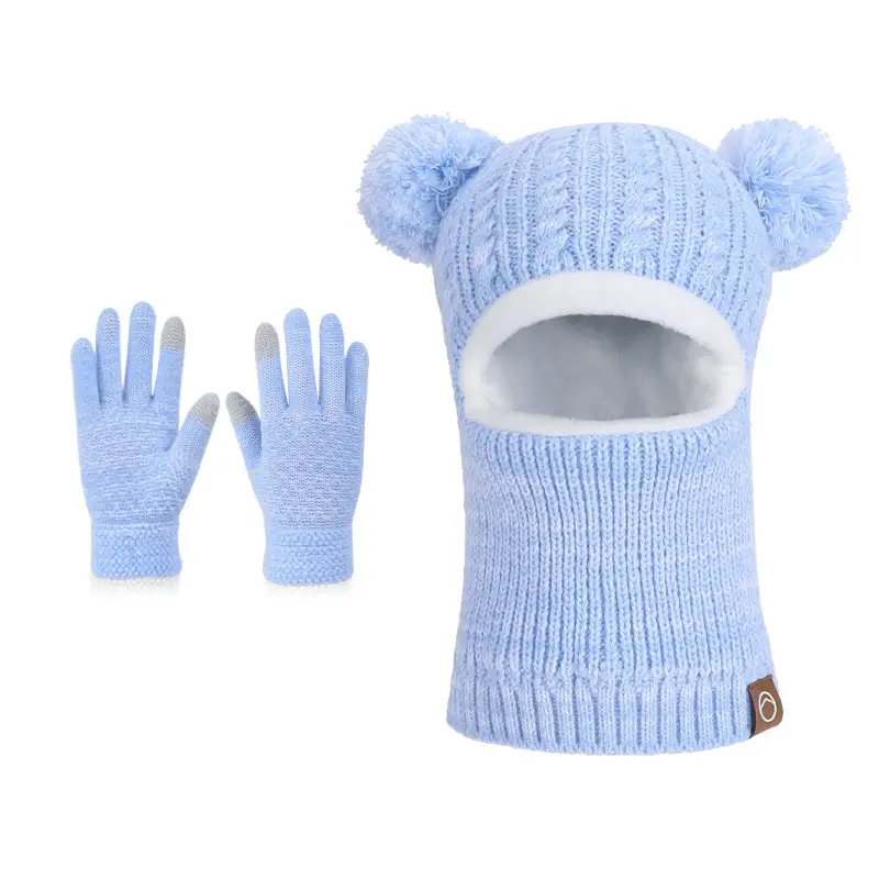 Winter Warm Knitted Woolen Hat for Boys and Girls, Kidsren's Hat, Neck Scarf, Fleece-Lined and Thickeneded Ear Protection Pullover Hat