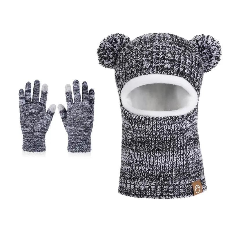 Winter Warm Knitted Woolen Hat for Boys and Girls, Kidsren's Hat, Neck Scarf, Fleece-Lined and Thickeneded Ear Protection Pullover Hat