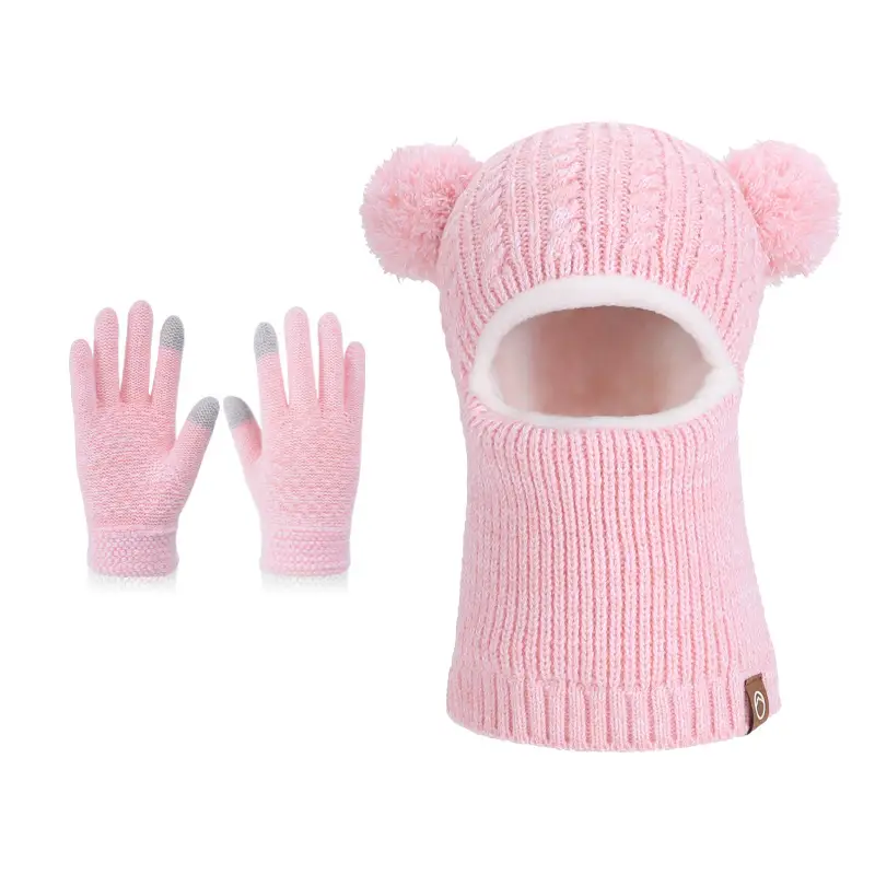 Winter Warm Knitted Woolen Hat for Boys and Girls, Kidsren's Hat, Neck Scarf, Fleece-Lined and Thickeneded Ear Protection Pullover Hat