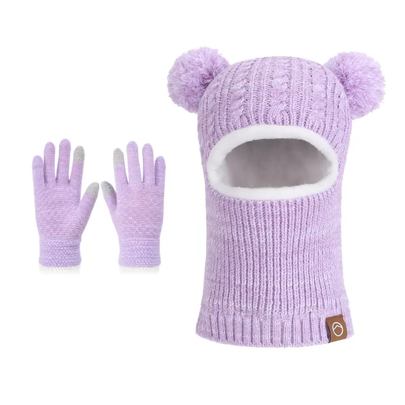 Winter Warm Knitted Woolen Hat for Boys and Girls, Kidsren's Hat, Neck Scarf, Fleece-Lined and Thickeneded Ear Protection Pullover Hat