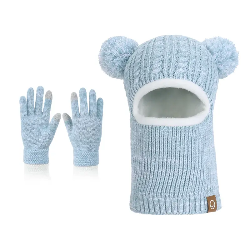 Winter Warm Knitted Woolen Hat for Boys and Girls, Kidsren's Hat, Neck Scarf, Fleece-Lined and Thickeneded Ear Protection Pullover Hat