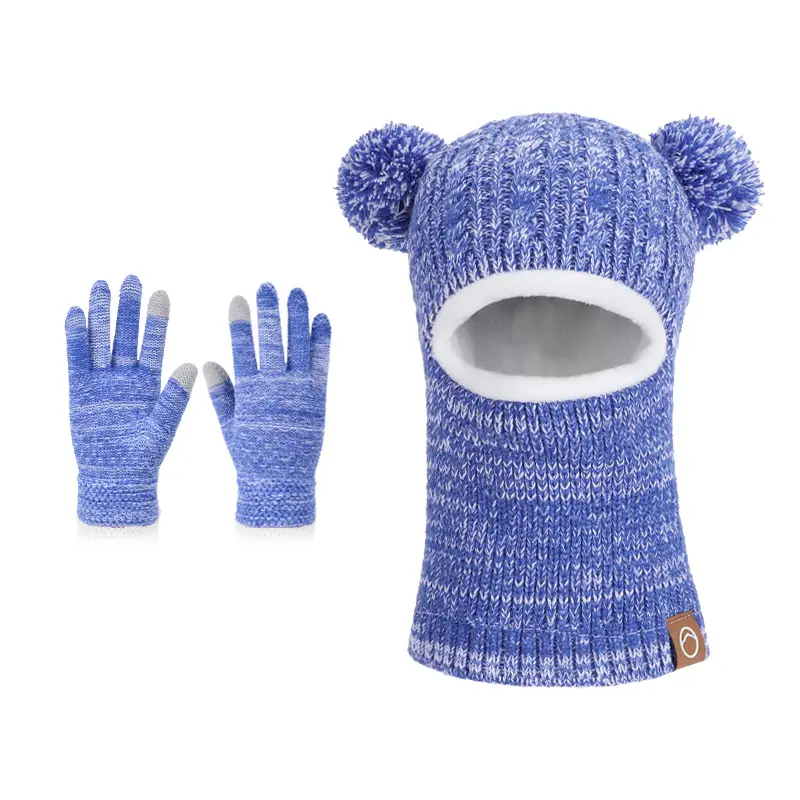 Winter Warm Knitted Woolen Hat for Boys and Girls, Kidsren's Hat, Neck Scarf, Fleece-Lined and Thickeneded Ear Protection Pullover Hat
