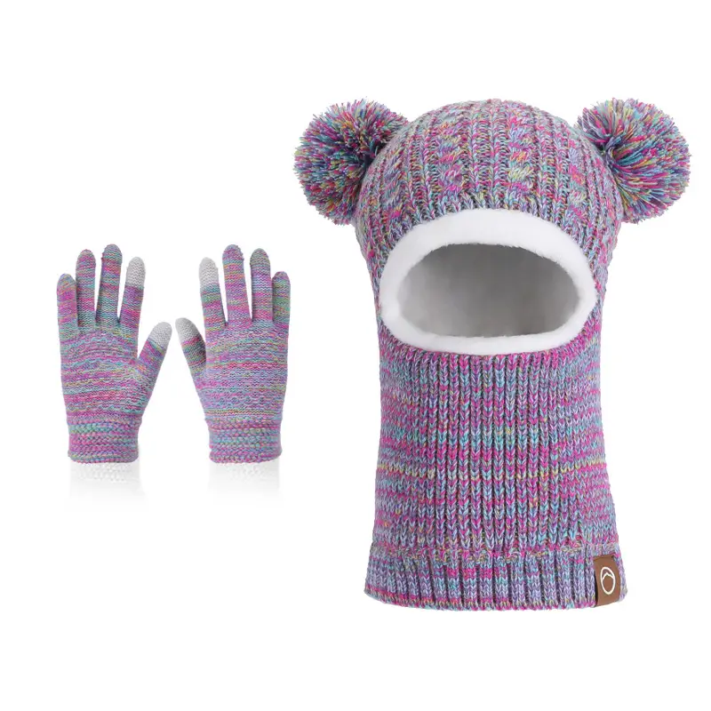 Winter Warm Knitted Woolen Hat for Boys and Girls, Kidsren's Hat, Neck Scarf, Fleece-Lined and Thickeneded Ear Protection Pullover Hat