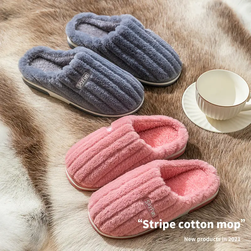 Jialiya Large Size Cotton Slippers for Men 2025 Winter New Indoor Home Warm Plush Couple Cotton Slippers for Women - Image 11
