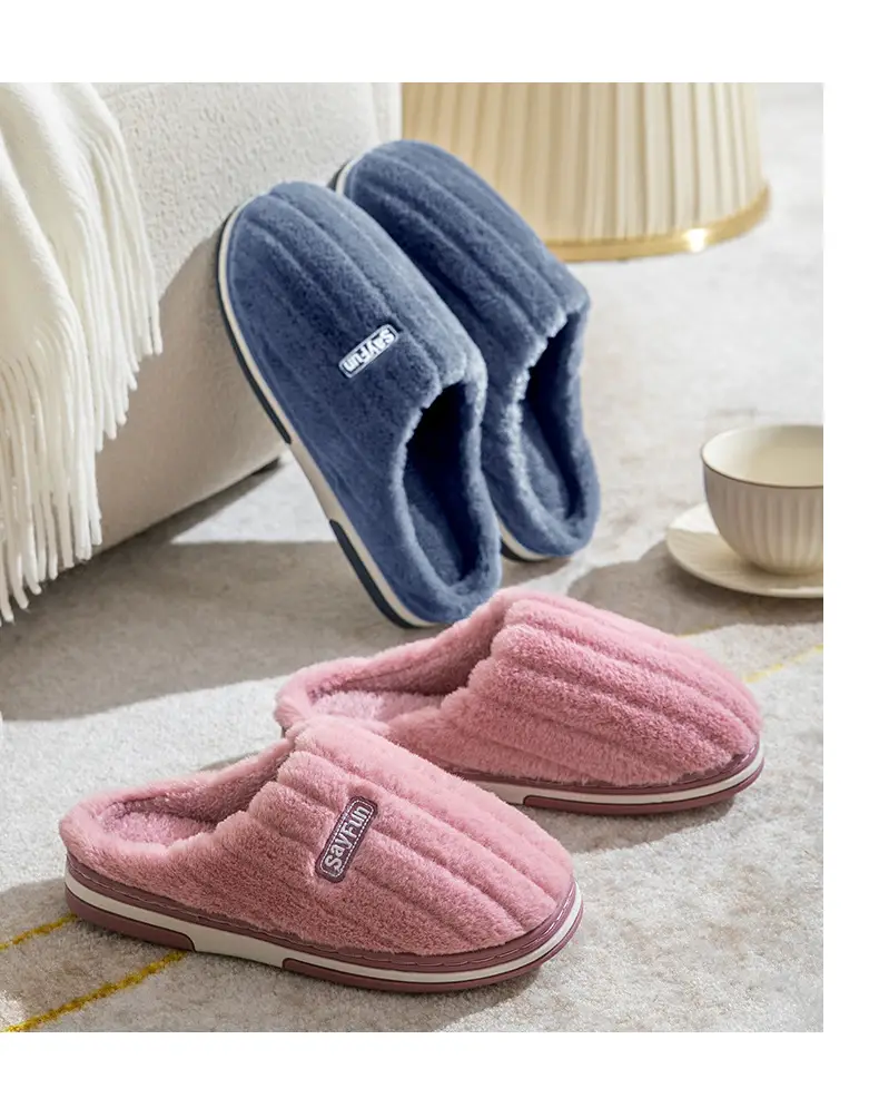 Jialiya Large Size Cotton Slippers for Men 2025 Winter New Indoor Home Warm Plush Couple Cotton Slippers for Women — feature 12