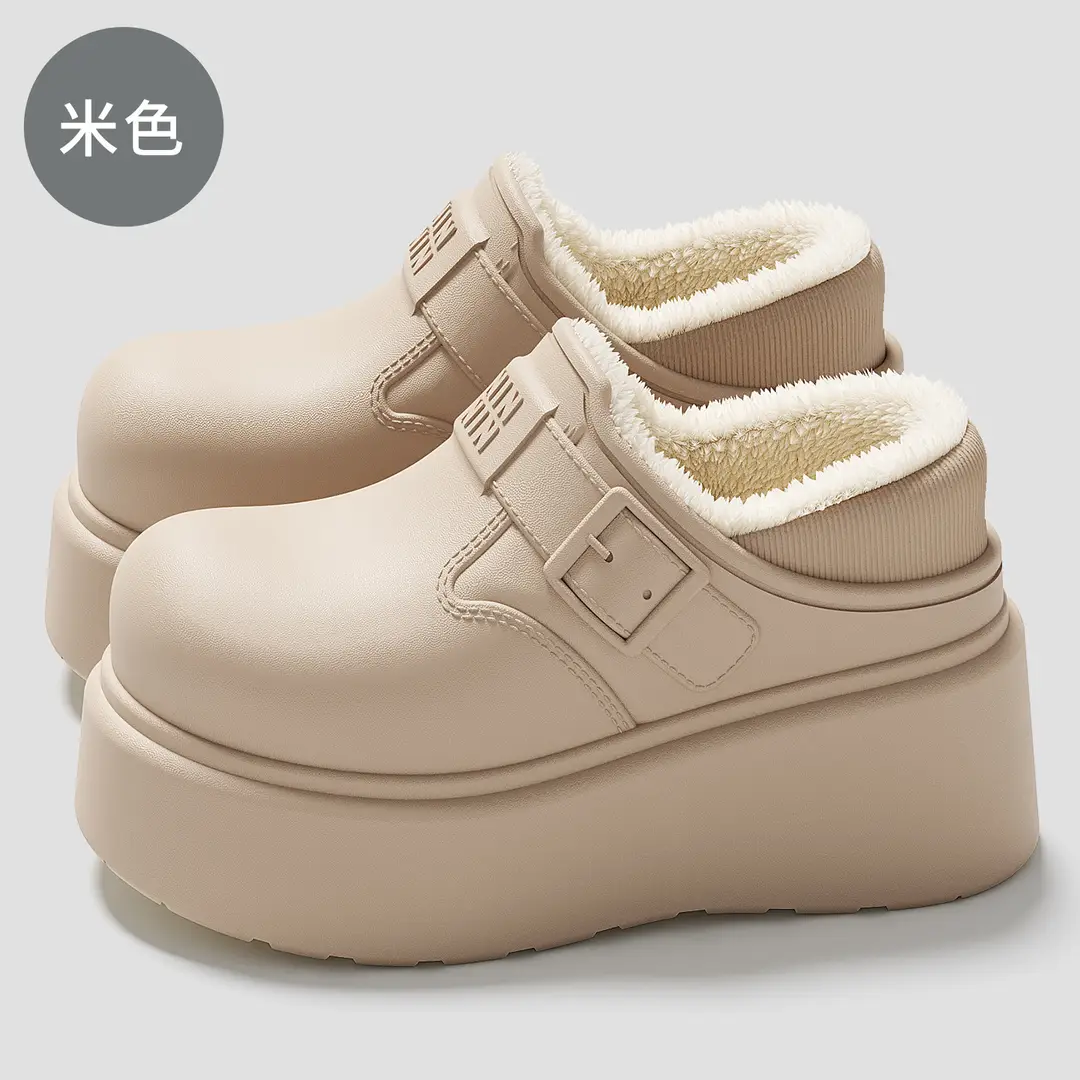 Waterproof Cotton Slippers for Women in Winter Home Indoor Fleece-Lined Warm Outer Wear Women's Thick-Soled Non-Slip Bag Heel Cotton Shoes Wholesale - Image 4