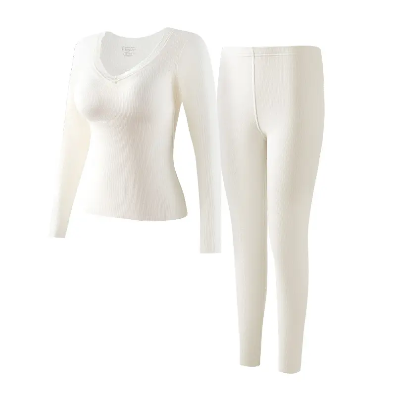 Autumn and Winter Self-Heating Thermal Underwear for Women, Fleece-Lined and Thickened Base Layer, Thermal Top and Pants with Chest Pads, Slim-Fit Thermal Set - Image 14