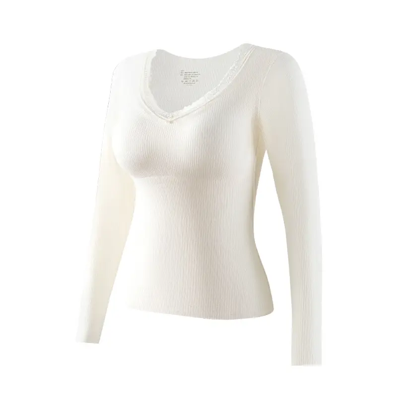 Autumn and Winter Self-Heating Thermal Underwear for Women, Fleece-Lined and Thickened Base Layer, Thermal Top and Pants with Chest Pads, Slim-Fit Thermal Set - Image 4