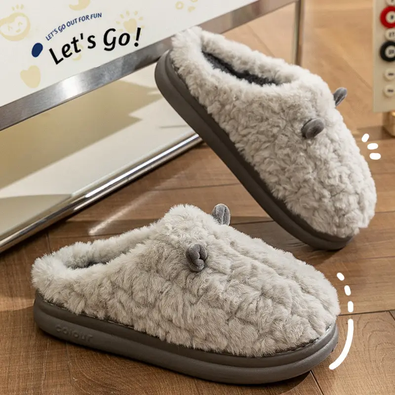 Men's 2025 New Winter Home Indoor Warm Couple Plush Slippers for Women in Autumn and Winter - Image 23