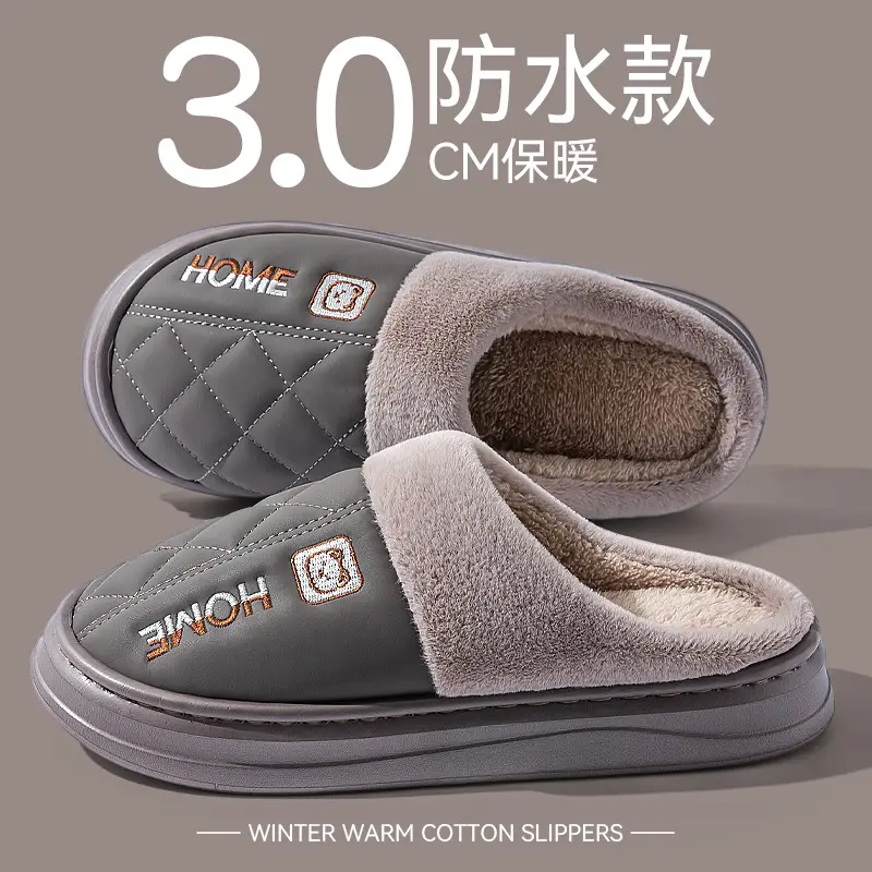 Men's Pink Waterproof Cotton Slippers Large - Image 5