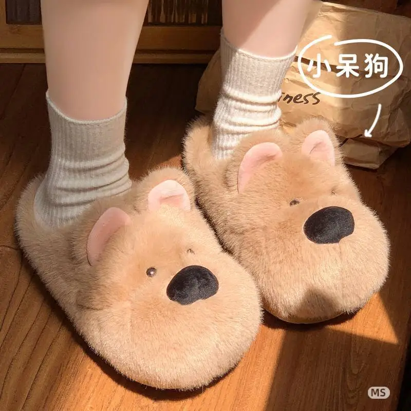 Cute Dog Fur Slippers Women 2025 Winter Warm Anti-Slip - Image 6