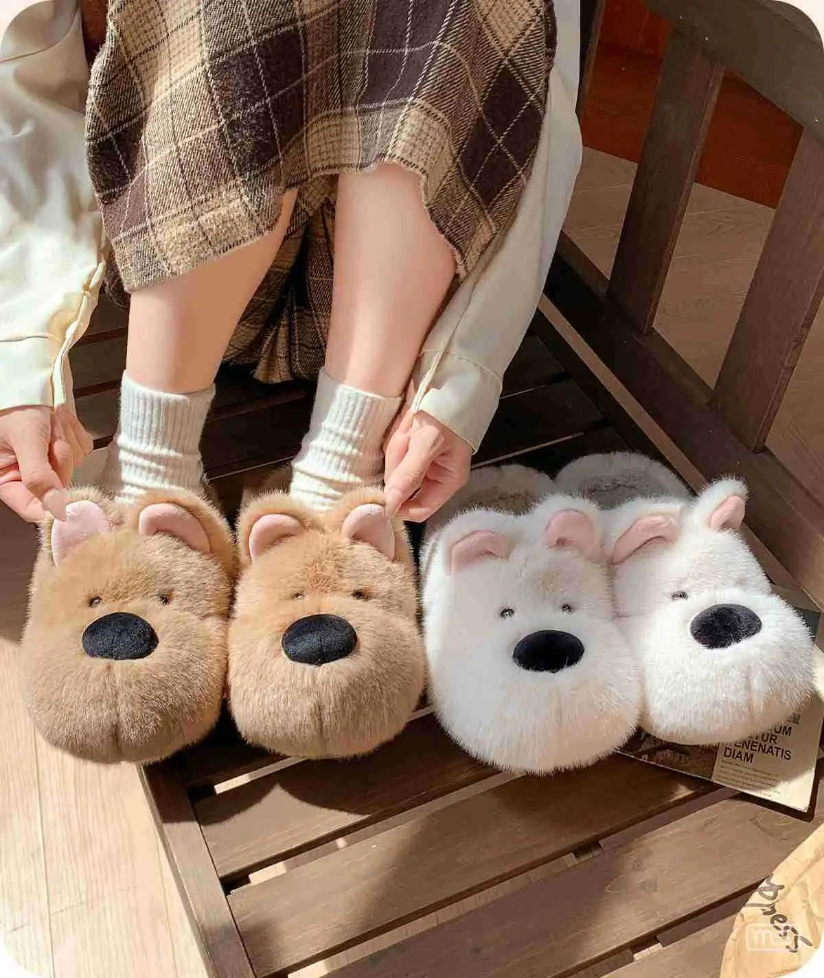 Cute Dog Fur Slippers Women 2025 Winter Warm Anti-Slip — feature 10
