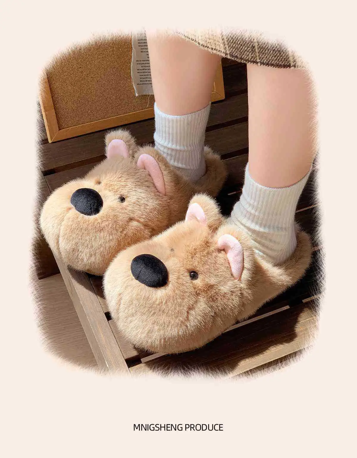 Cute Dog Fur Slippers Women 2025 Winter Warm Anti-Slip — feature 9
