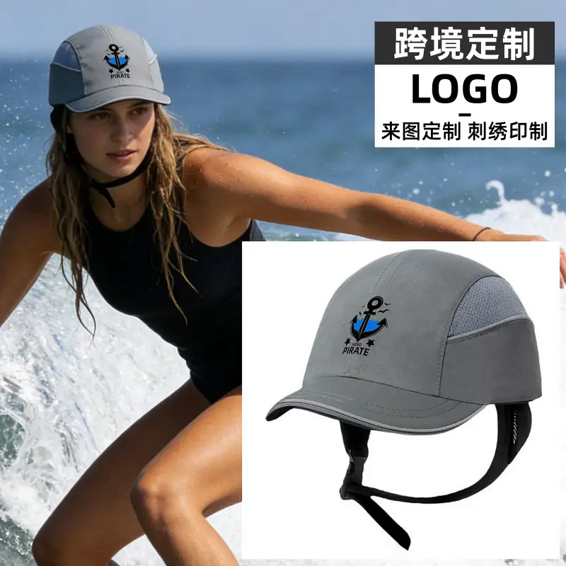 Black Windproof Sea Surfing Hat with Adjustable Strap - Image 8