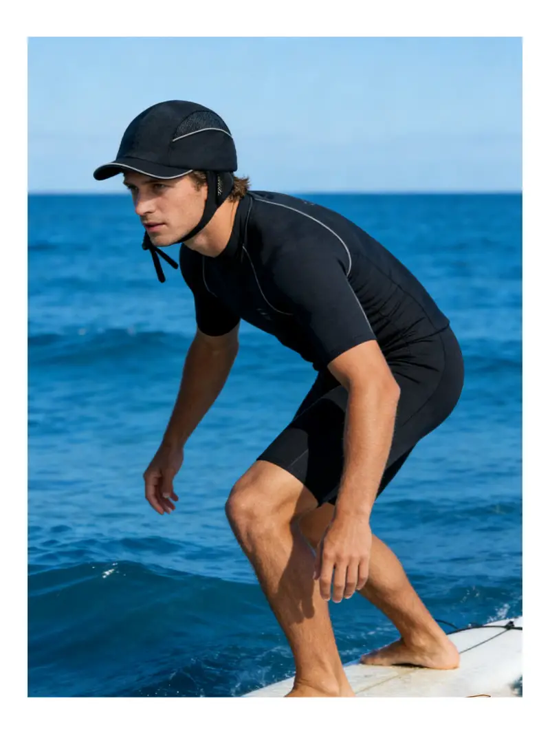 Black Windproof Sea Surfing Hat with Adjustable Strap — feature 16