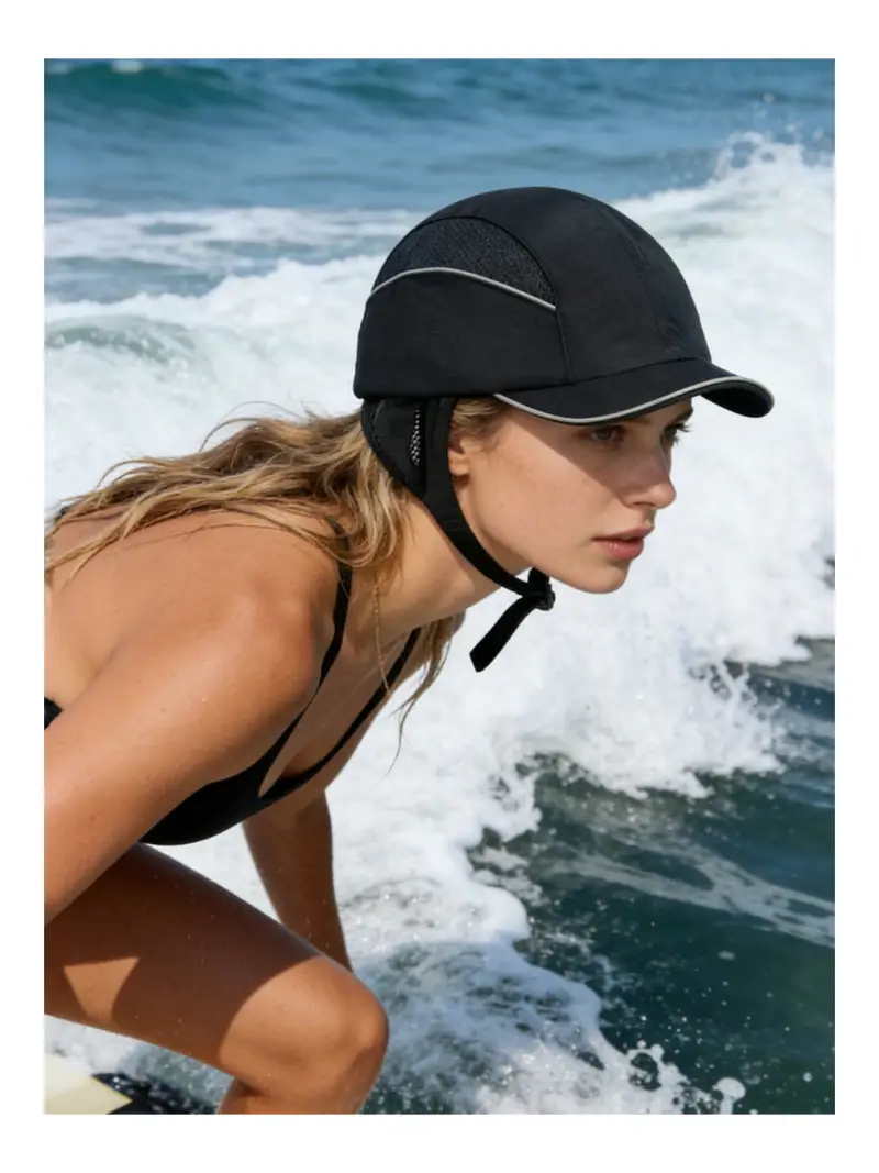 Black Windproof Sea Surfing Hat with Adjustable Strap — feature 17