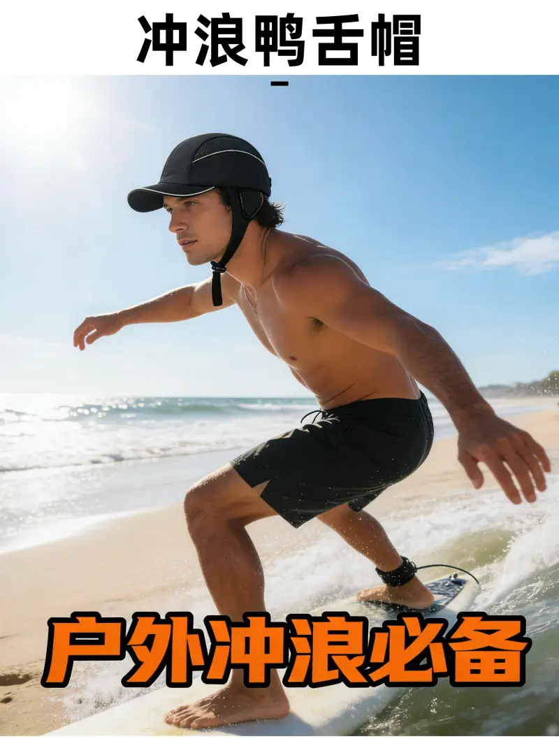 Black Windproof Sea Surfing Hat with Adjustable Strap — feature 7