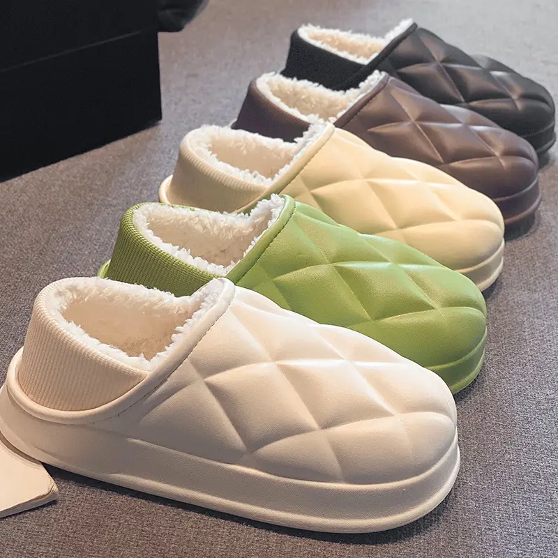 Women's Waterproof Cotton Slippers Winter Warm Thick Sole