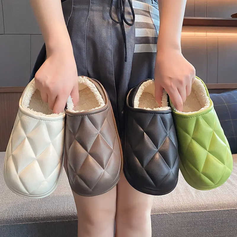 Women's Waterproof Cotton Slippers Winter Warm Thick Sole