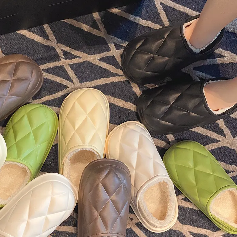 Women's Waterproof Cotton Slippers Winter Warm Thick Sole