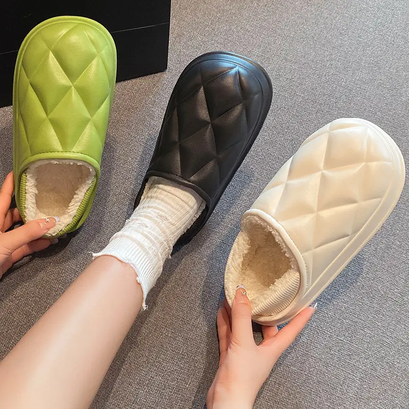 Women's Waterproof Cotton Slippers Winter Warm Thick Sole