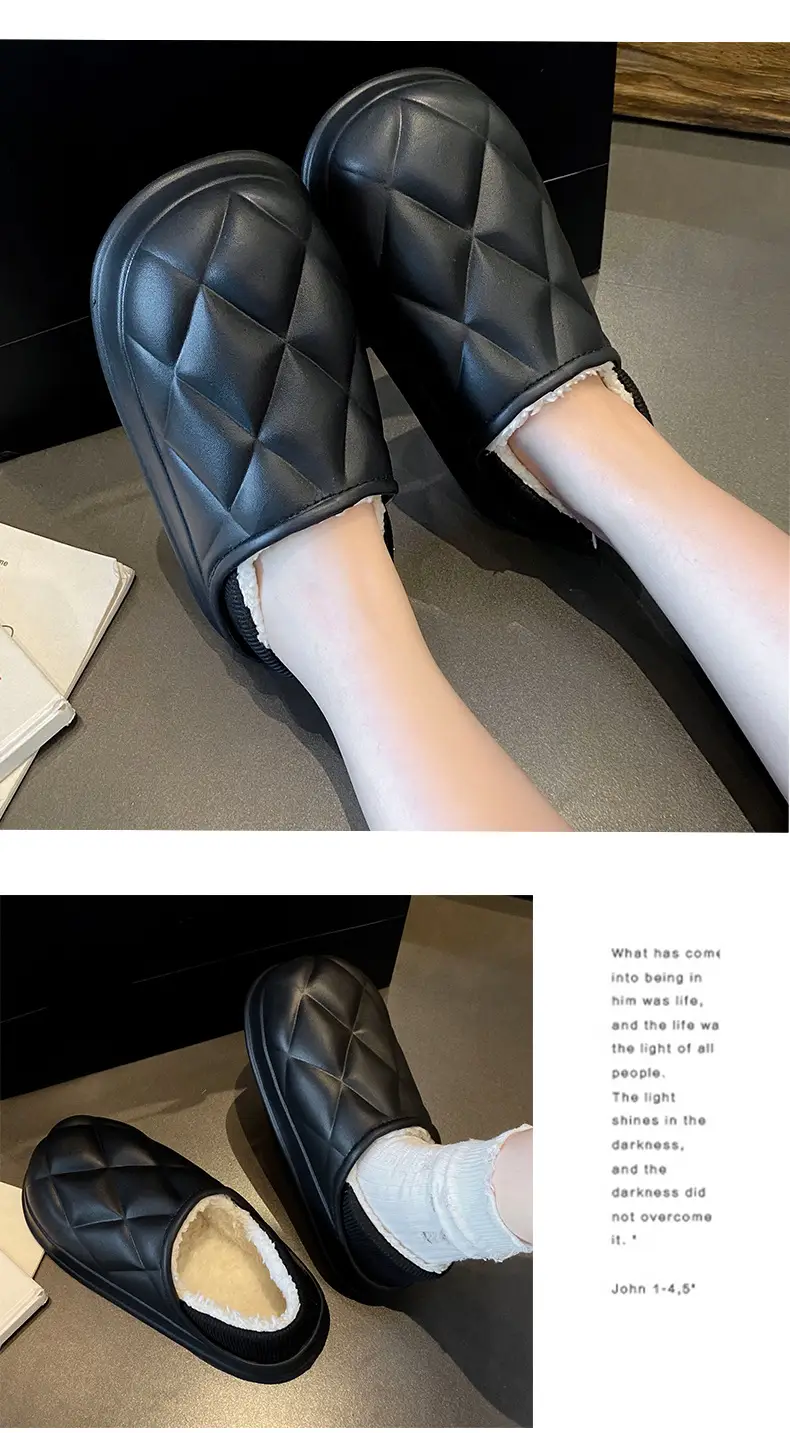 Women's Waterproof Cotton Slippers Winter Warm Thick Sole — feature 16