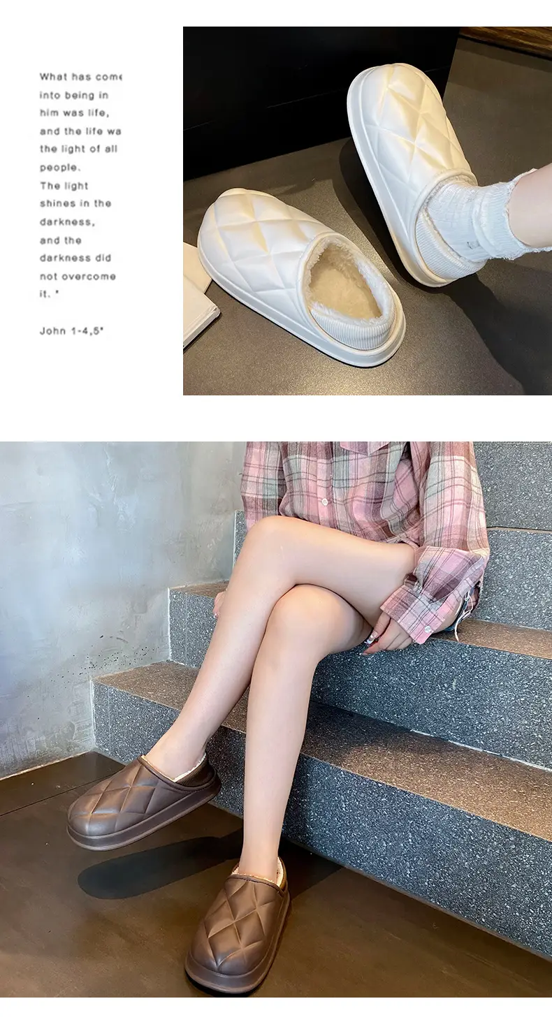 Women's Waterproof Cotton Slippers Winter Warm Thick Sole — feature 21