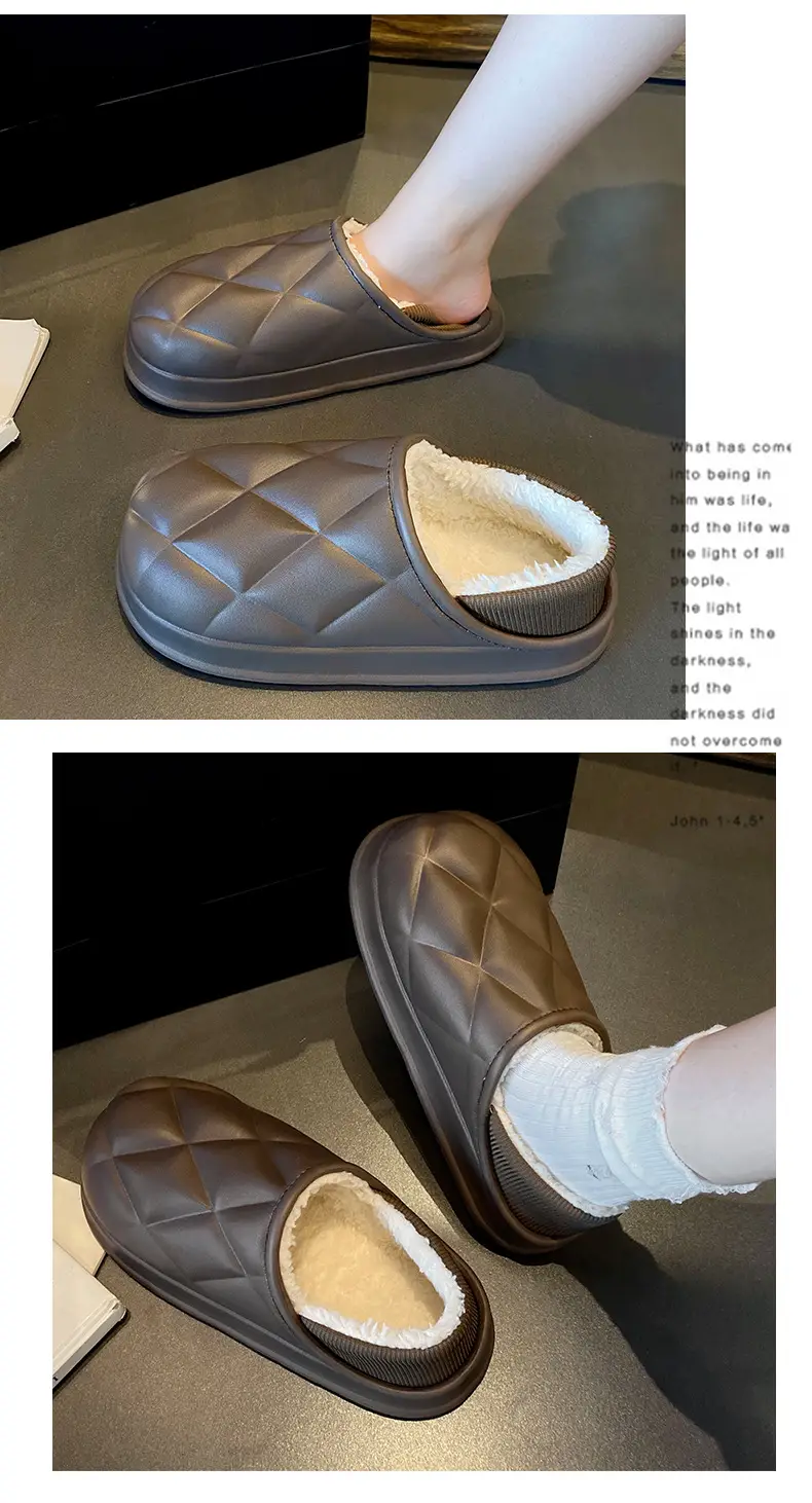 Women's Waterproof Cotton Slippers Winter Warm Thick Sole — feature 22