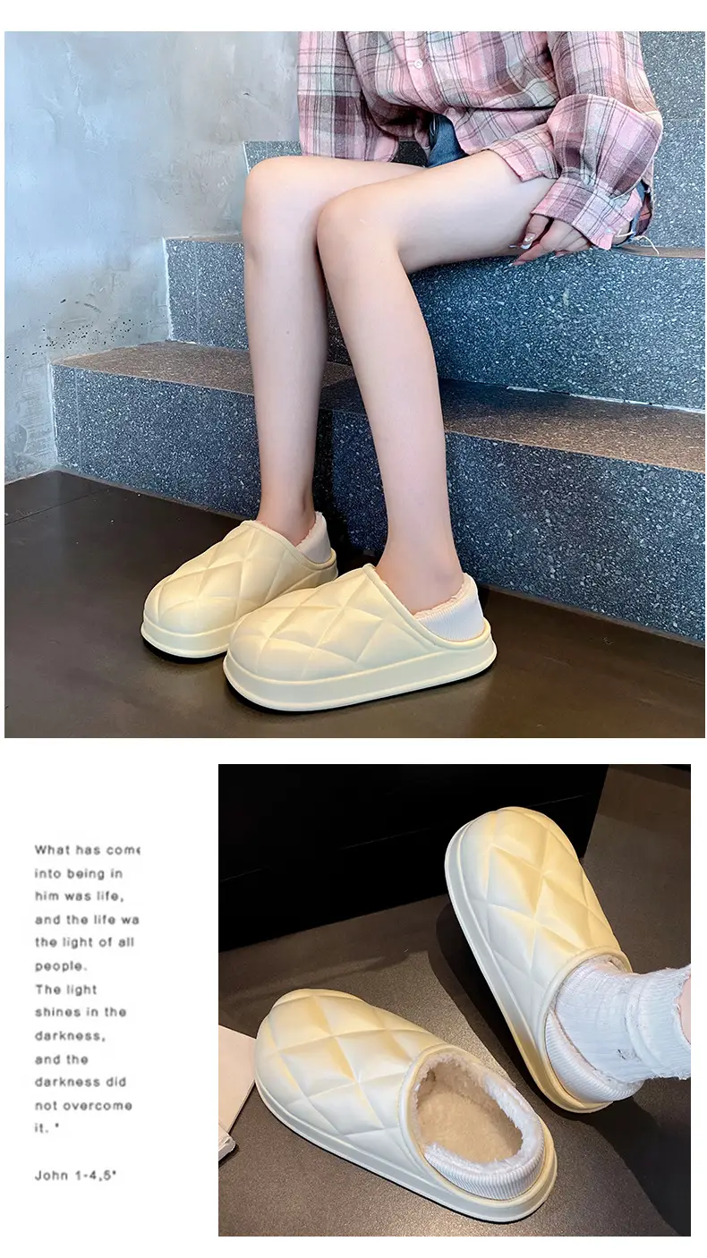Women's Waterproof Cotton Slippers Winter Warm Thick Sole — feature 23