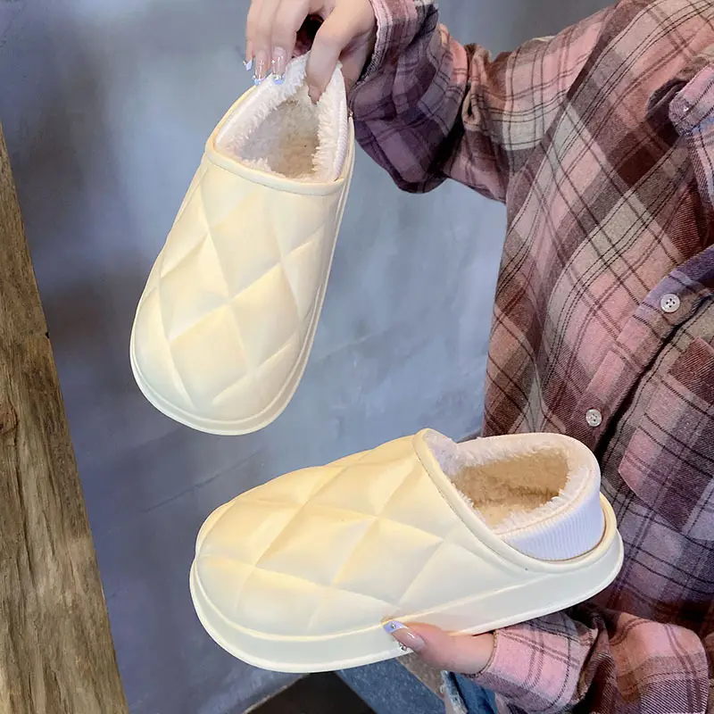 Women's Waterproof Cotton Slippers Winter Warm Thick Sole