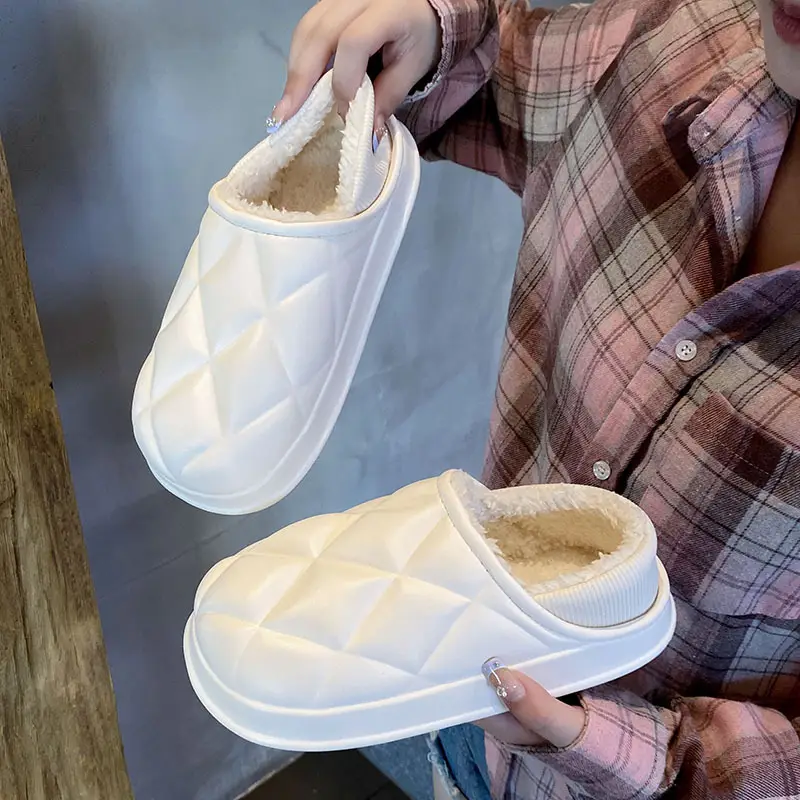 Women's Waterproof Cotton Slippers Winter Warm Thick Sole