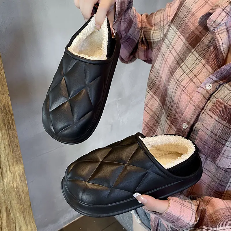 Women's Waterproof Cotton Slippers Winter Warm Thick Sole