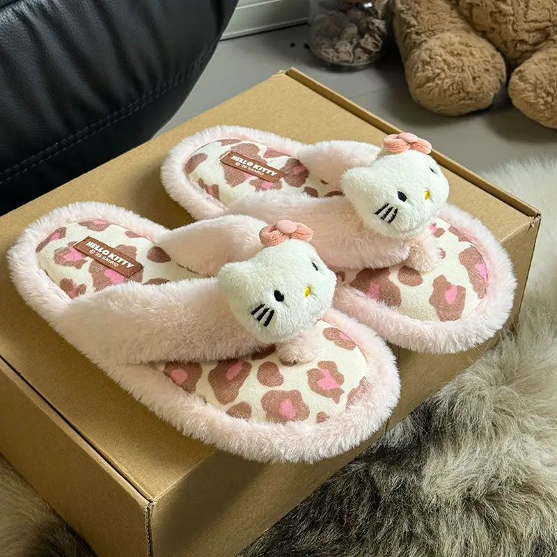 Thick-Soled Cotton Slippers for Women in Winter, Cute Kittens, Fleece-Lined, Warm, Non-Slip, Waterproof Slippers, Indoor and Home Flip-Flops - Image 5