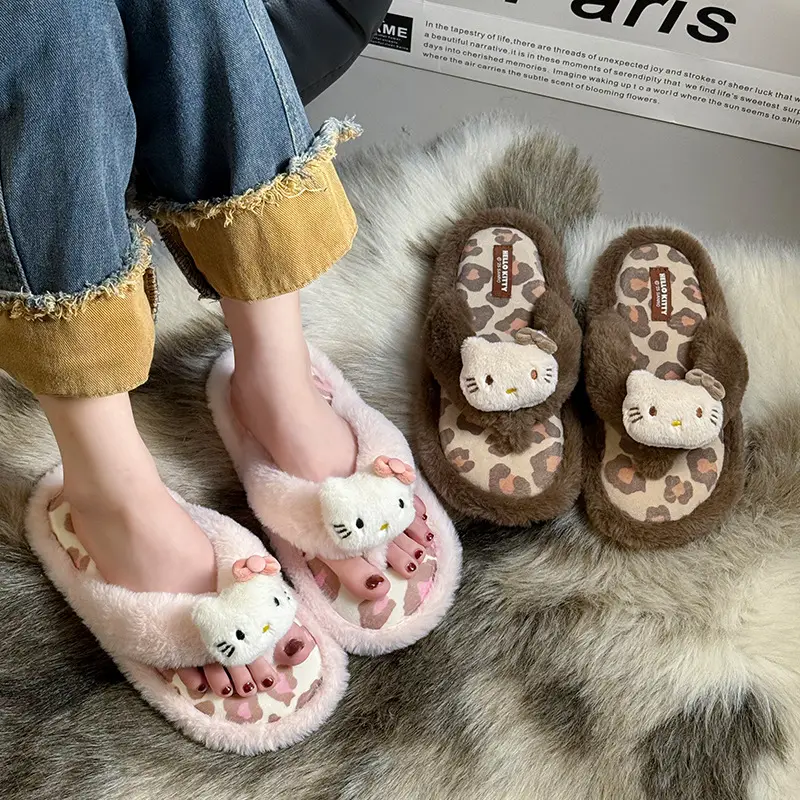 Thick-Soled Cotton Slippers for Women in Winter, Cute Kittens, Fleece-Lined, Warm, Non-Slip, Waterproof Slippers, Indoor and Home Flip-Flops - Image 7
