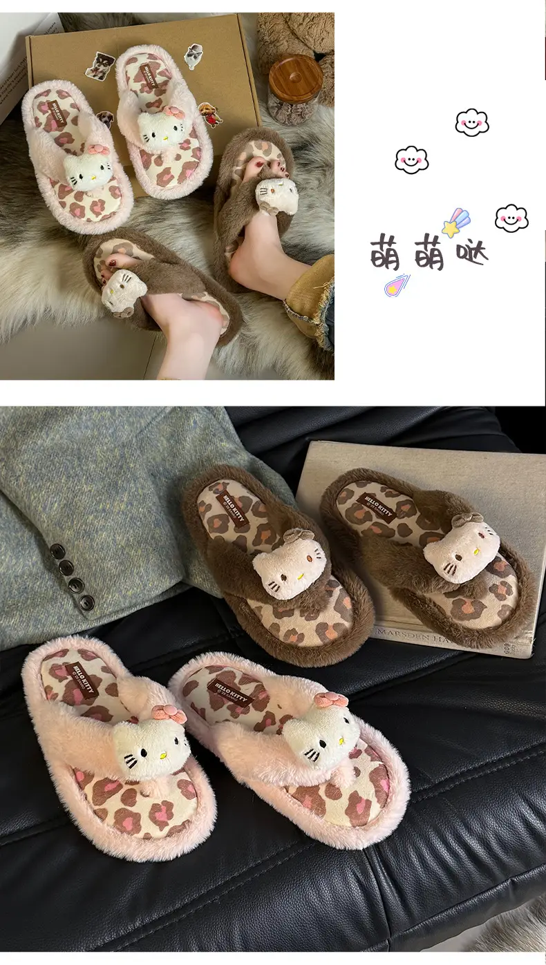 Thick-Soled Cotton Slippers for Women in Winter, Cute Kittens, Fleece-Lined, Warm, Non-Slip, Waterproof Slippers, Indoor and Home Flip-Flops — feature 6