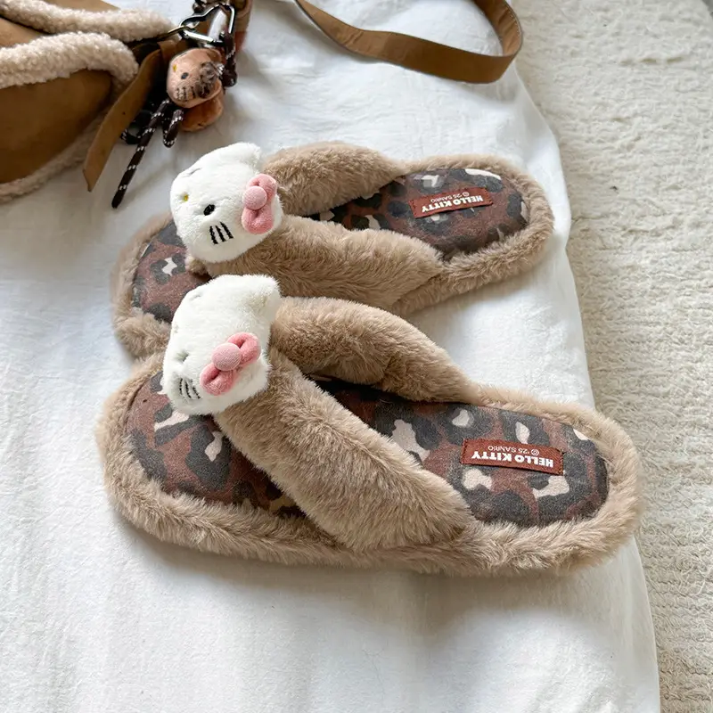 Thick-Soled Cotton Slippers for Women in Winter, Cute Kittens, Fleece-Lined, Warm, Non-Slip, Waterproof Slippers, Indoor and Home Flip-Flops - Image 2