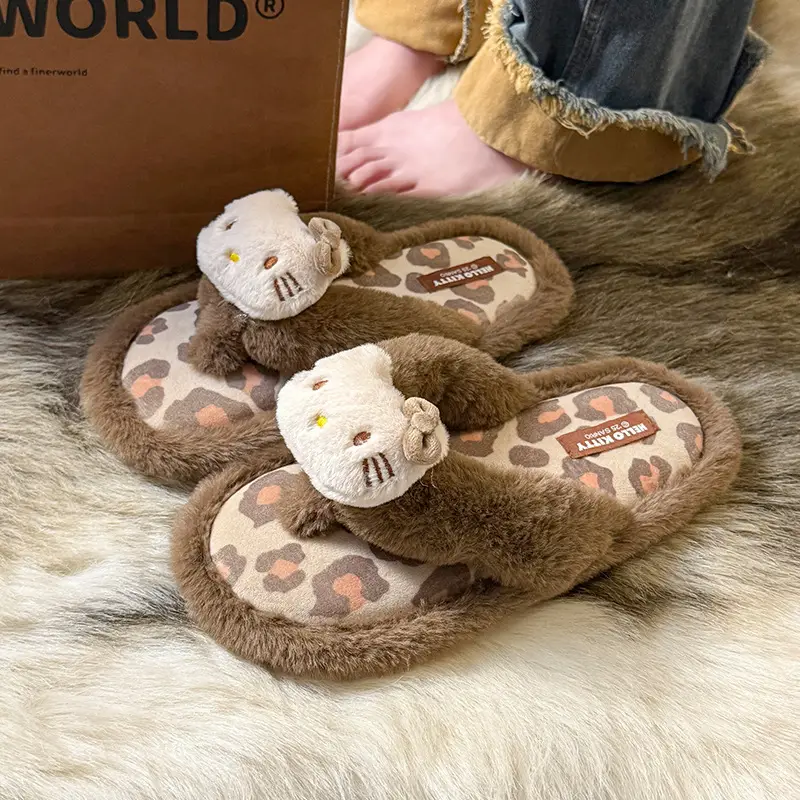 Thick-Soled Cotton Slippers for Women in Winter, Cute Kittens, Fleece-Lined, Warm, Non-Slip, Waterproof Slippers, Indoor and Home Flip-Flops - Image 3