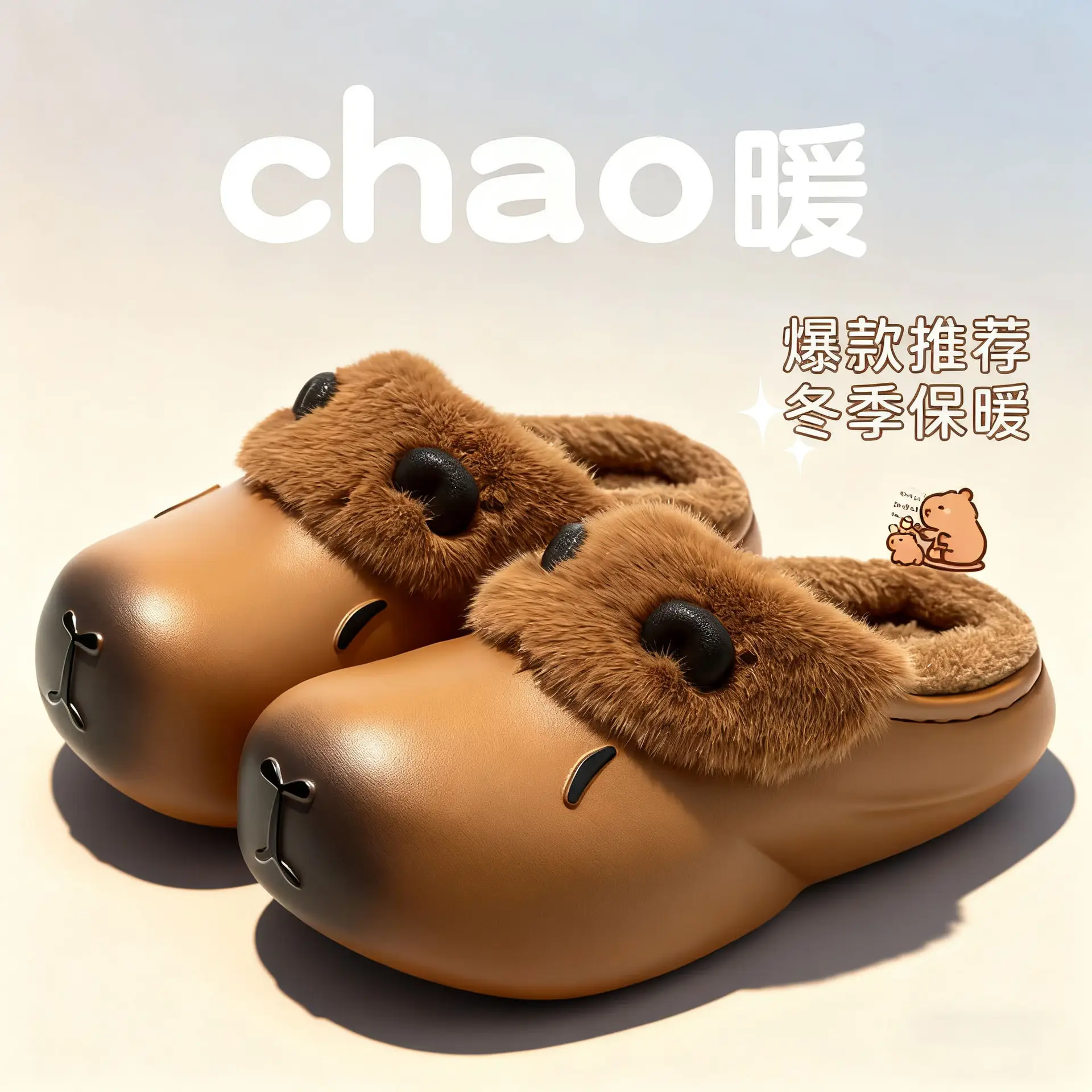 Women's Fleece Lined Warm Slippers, Waterproof, Non-Slip, Po-Color