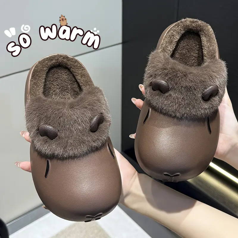 Women's Fleece Lined Warm Slippers, Waterproof, Non-Slip, Po-Color