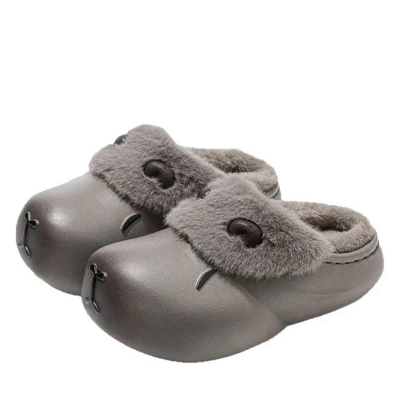 Women's Fleece Lined Warm Slippers, Waterproof, Non-Slip, Po-Color