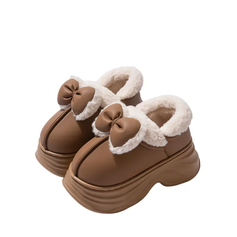 Cotton Slippers for Women in Autumn and Winter Home Non-Slip and Warm 2025 New Cute Plush Bow Bag Heel Cotton Slippers - Image 10