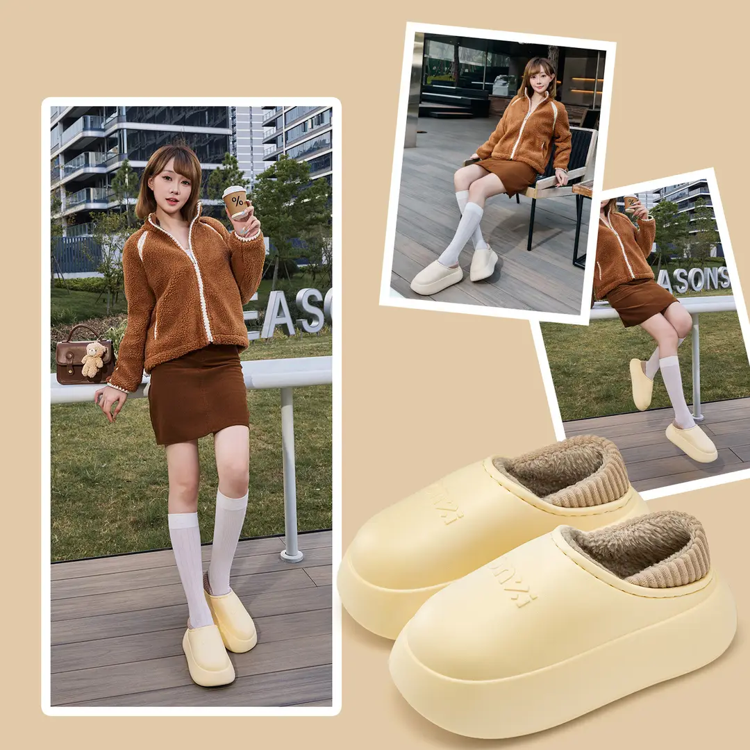 Waterproof Cotton Slippers for Women, Winter 2026 New Model, Indoor Home Wear, Closed Heel, Thick-Soled, Outdoor Cotton Shoes for Women in Winter - Image 3