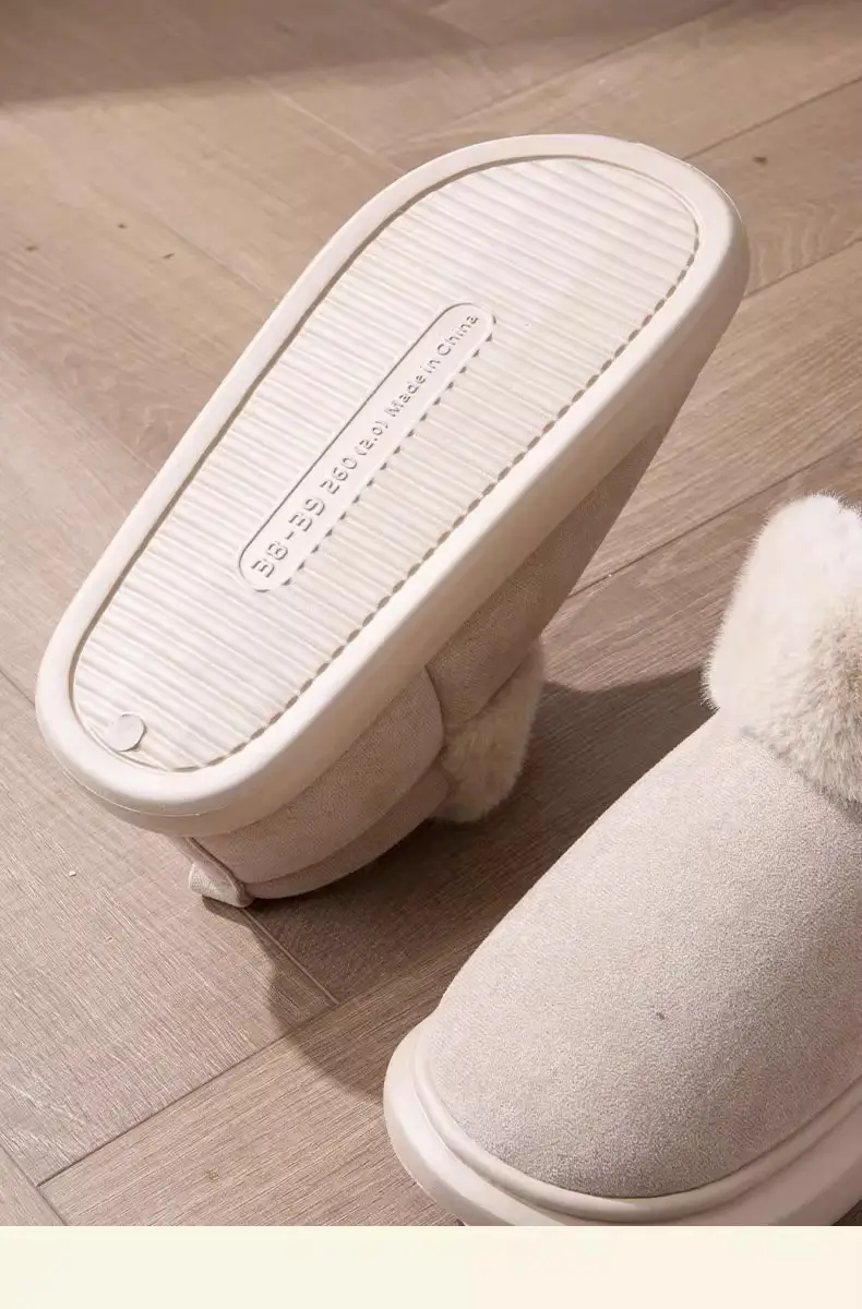 Cotton Slippers for Autumn and Winter, Fleece-Lined and Thickened Women's Snow Boots with Heel Cover, Suitable for Outdoor Wear, Plush Men's Thick-Soled Slippers — feature 6