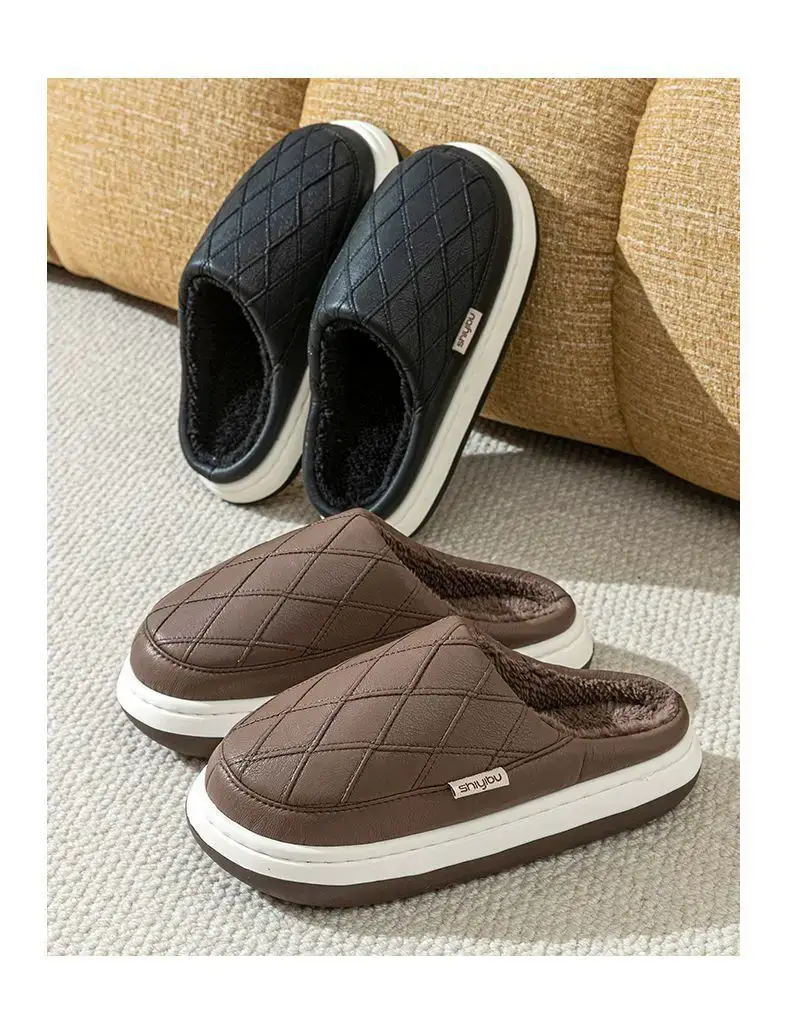 Men's Fleece Lined Slip-On Slippers Grey Winter Warm — feature 10