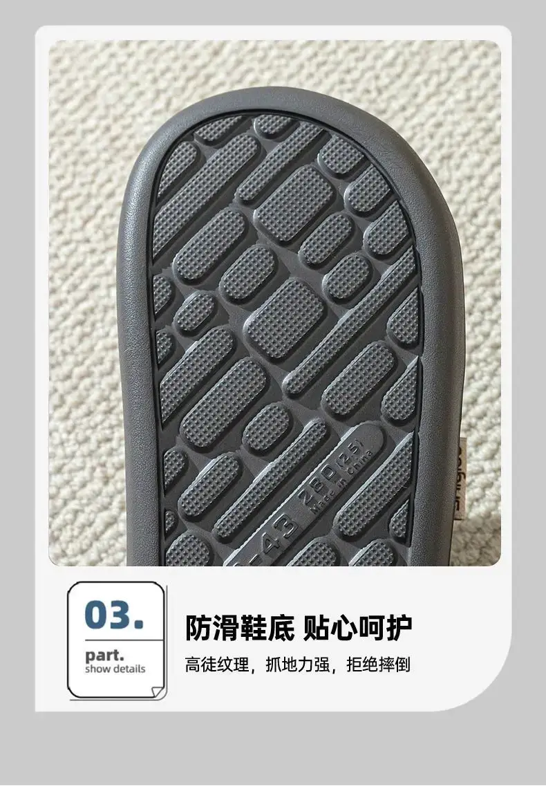 Men's Fleece Lined Slip-On Slippers Grey Winter Warm — feature 7